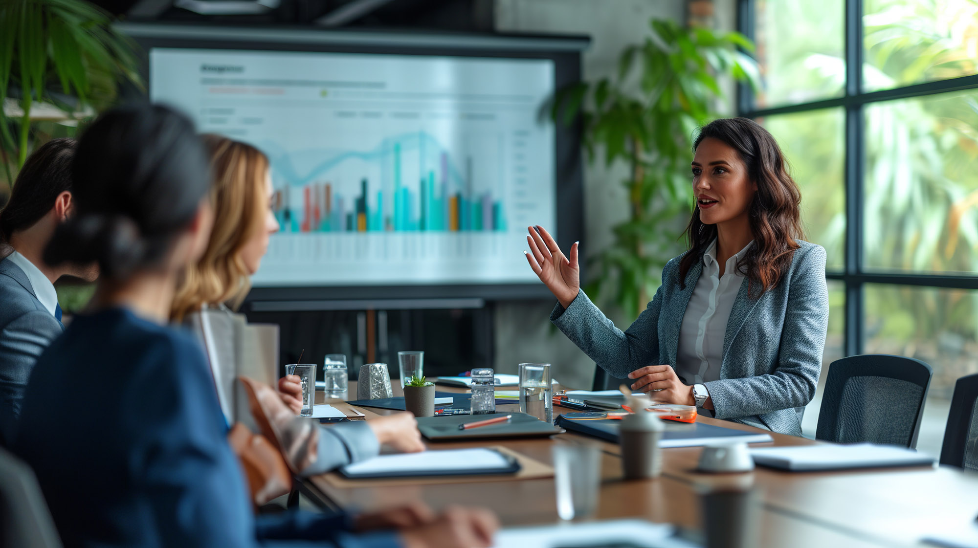 Confident businesswoman leading a presentation