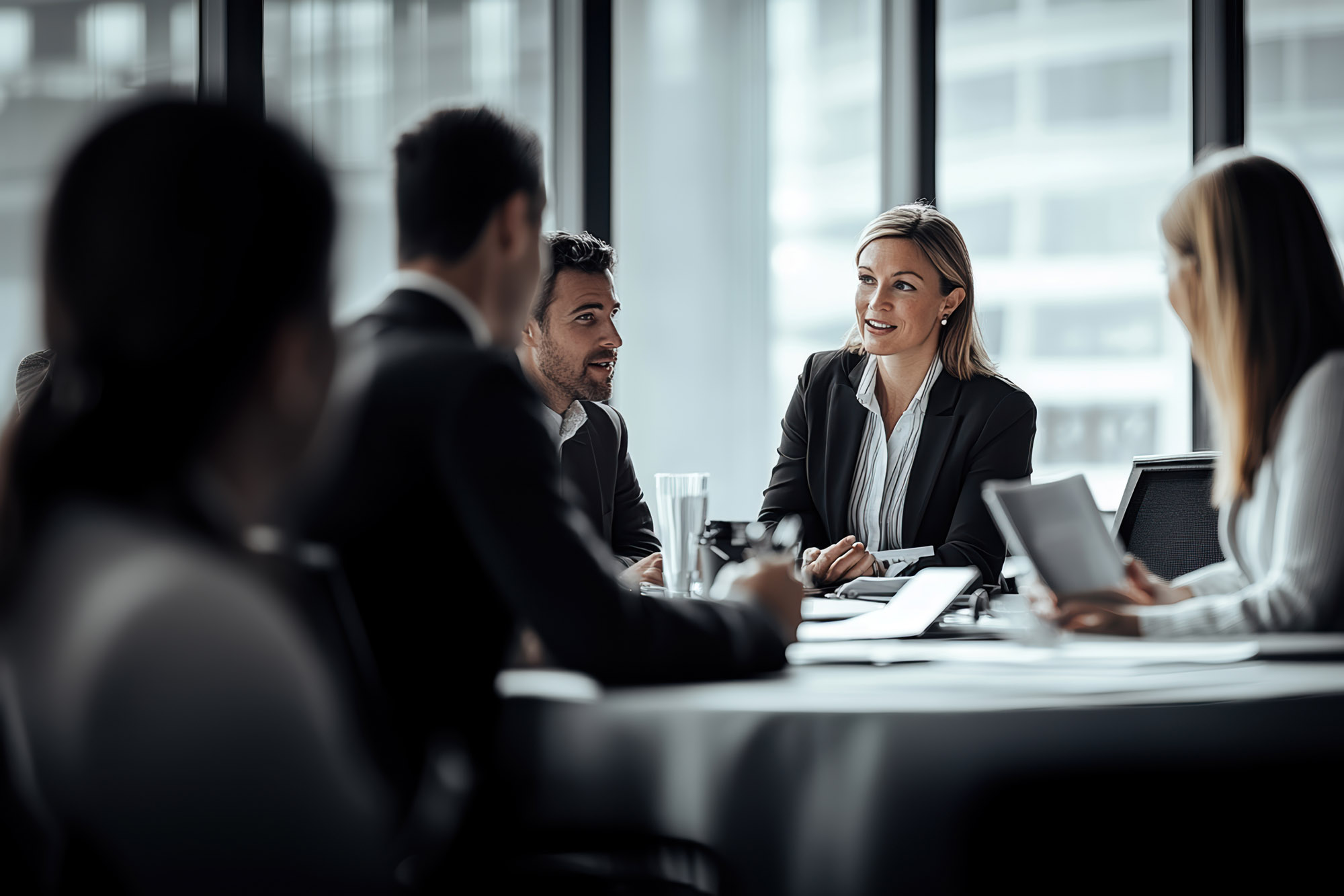 Group of business professionals in a productive discussion